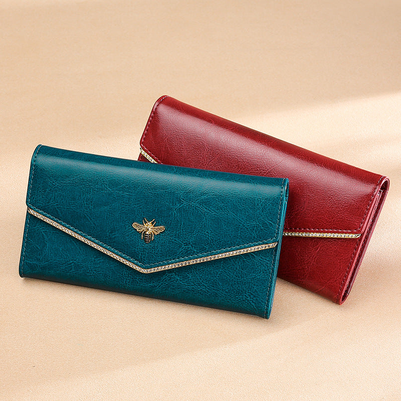 Fashion Cowhide Leather Multi Functional Leather Wallets for Women TP218-Leather Wallets for Women-Wine Red-Free Shipping Leatheretro