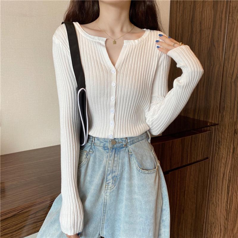 Women Fashion Long Sleeves Fall Cardigan Sweaters-Shirts & Tops-White-One Size-Free Shipping Leatheretro