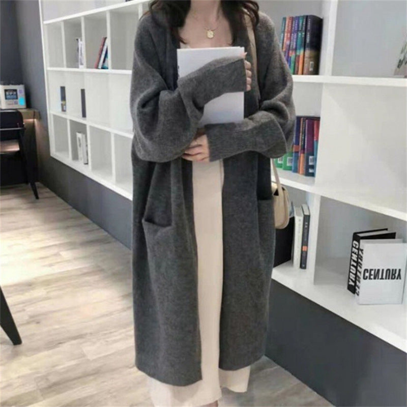 Casual Winter Long Knitted Coats for Girls-Outerwear-Gray-One Size-Free Shipping Leatheretro
