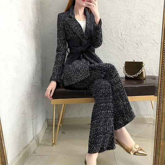 Classy Wool Fall Blazer & Pants Women Outfits-Suits-The same as picture-S-Free Shipping Leatheretro