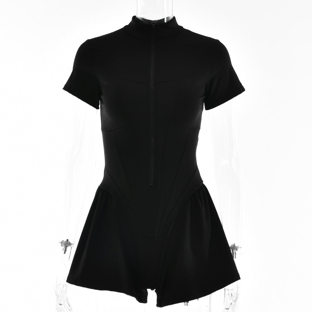 Sexy Elastic Women Basic Short Jumpsuits-Suits-Black-S-Free Shipping Leatheretro