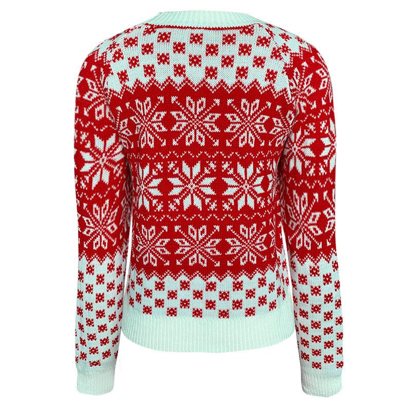 Casual Women Christmas Snowflake Knitting Sweaters-Shirts & Tops-White-S-Free Shipping Leatheretro