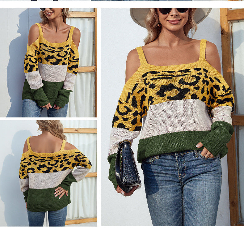 Sexy Off The Shoulder Women Knitting Sweaters-Shirts & Tops-Yellow-S-Free Shipping Leatheretro