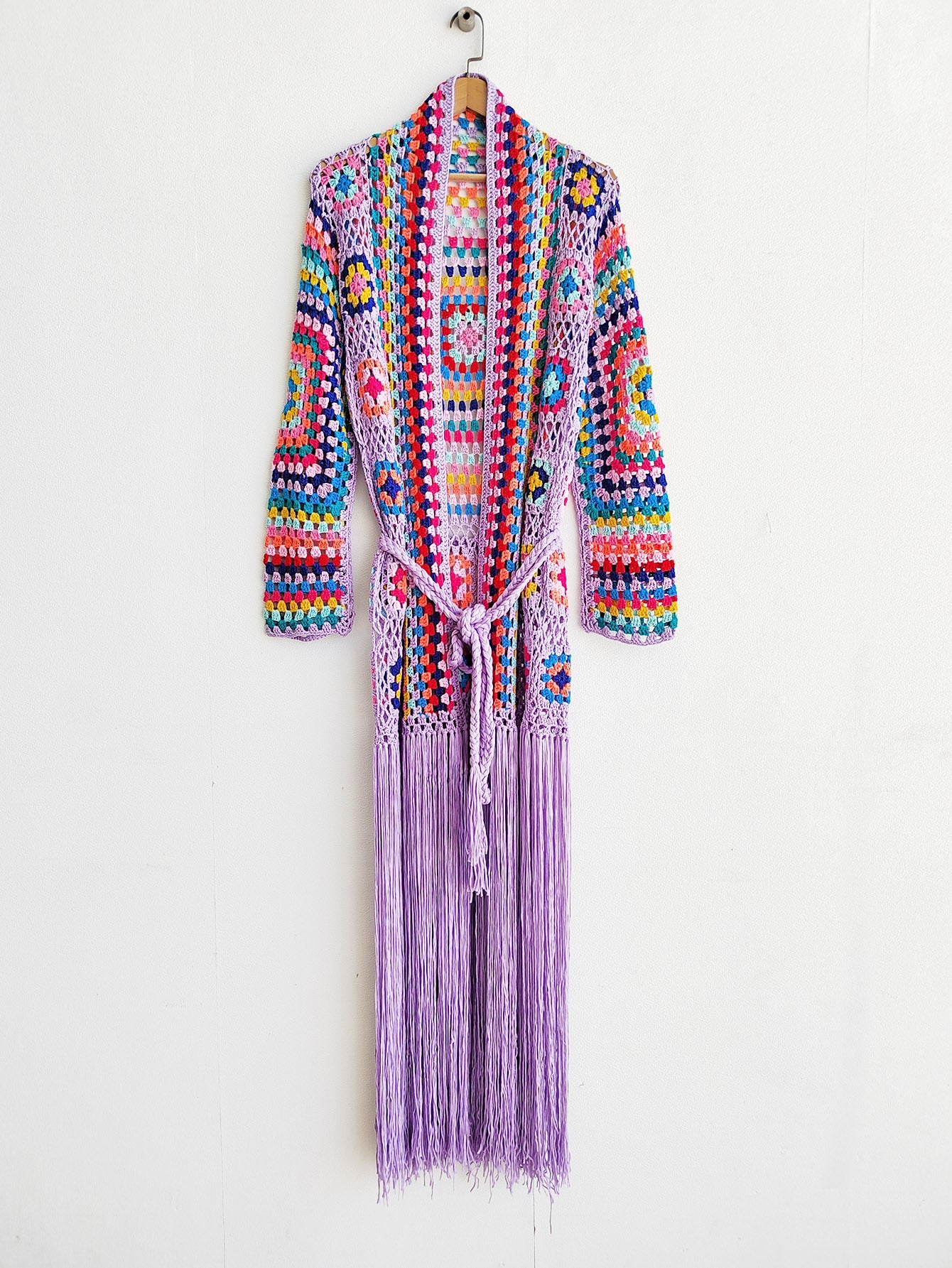 Colorful Crochet Irregular Tassels Coats for Women-Shirts & Tops-Black-S-Free Shipping Leatheretro