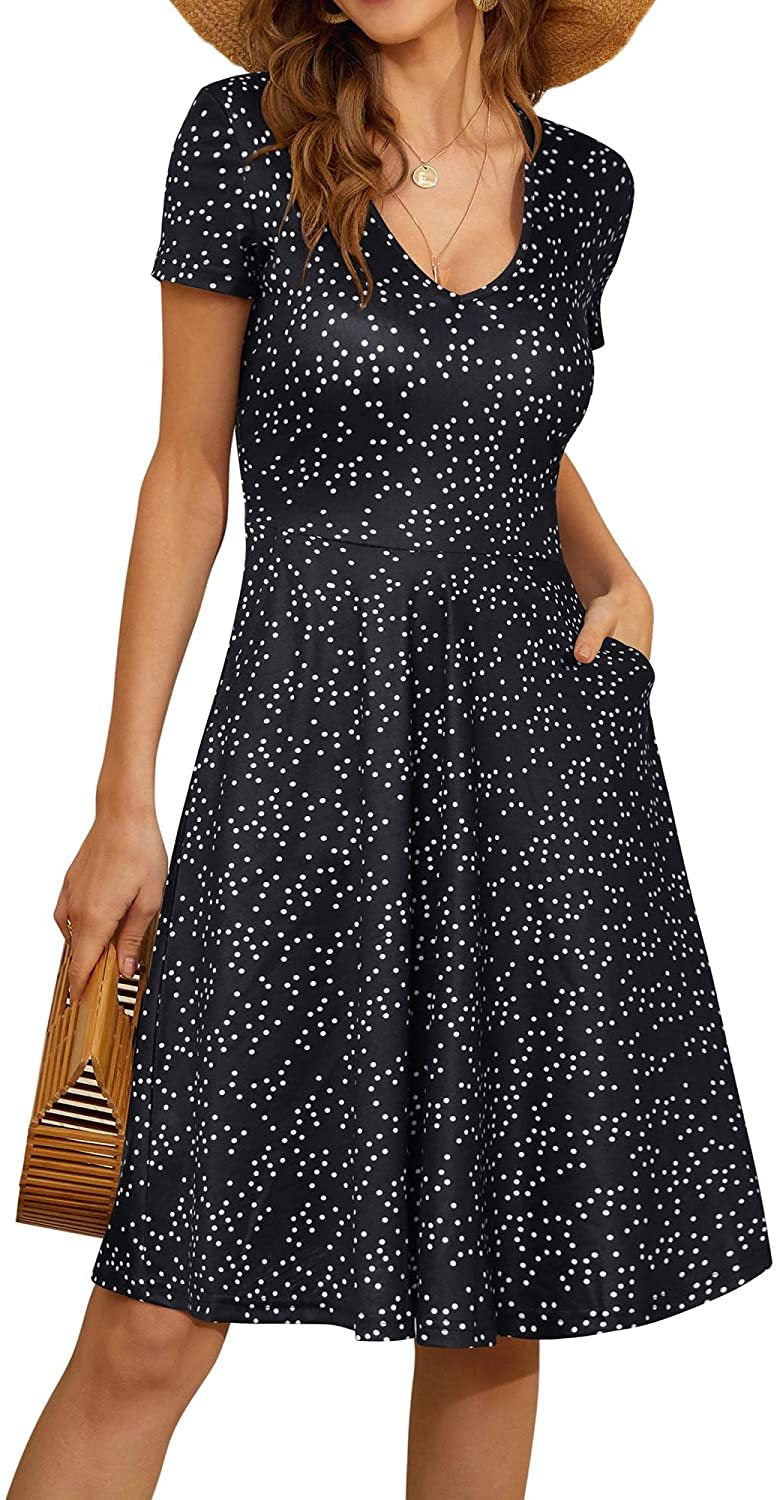 Casual Summer Sunflower Print Daily Women Sun Dresses-Dresses-Black-S-Free Shipping Leatheretro