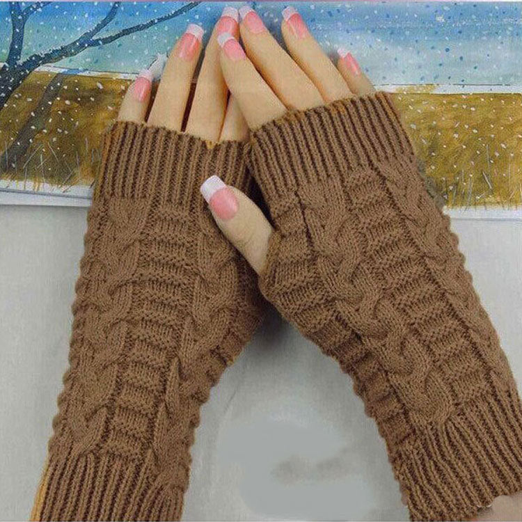 2 Pairs/Set Winter Knitted Gloves Keep Warm for Women-Gloves & Mittens-Khaki-One Size-Free Shipping Leatheretro