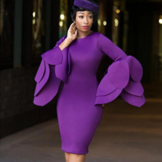 Designed Purple Plus Sizes Party Dresses-Dresses-Purple-S-Free Shipping Leatheretro