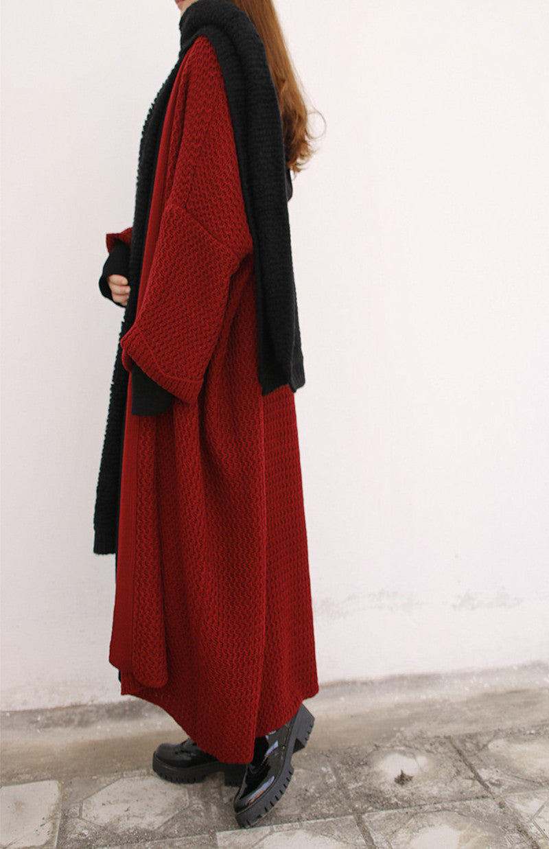 Casual Women Kntting Long Cardigan Overcoat-Outerwear-Black-One Size-Free Shipping Leatheretro