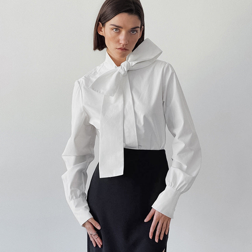 Designed Fashion White Women Long Sleeves Shirts-Shirts & Tops-White-S-Free Shipping Leatheretro