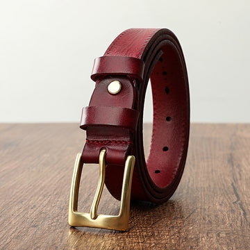 Hanmade Vege Tanned Leather Belt for Women 61006-Belts-Green-105-125-Free Shipping Leatheretro