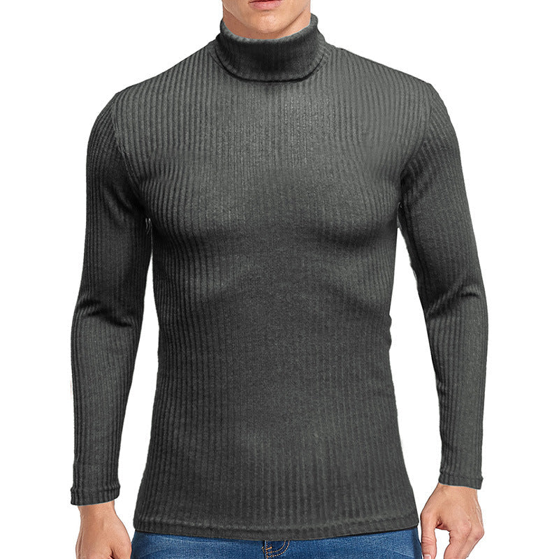 Fall Turtleneck Long Sleeves Knitted Sweaters-Shirts & Tops-Dark Gray-S-Free Shipping Leatheretro