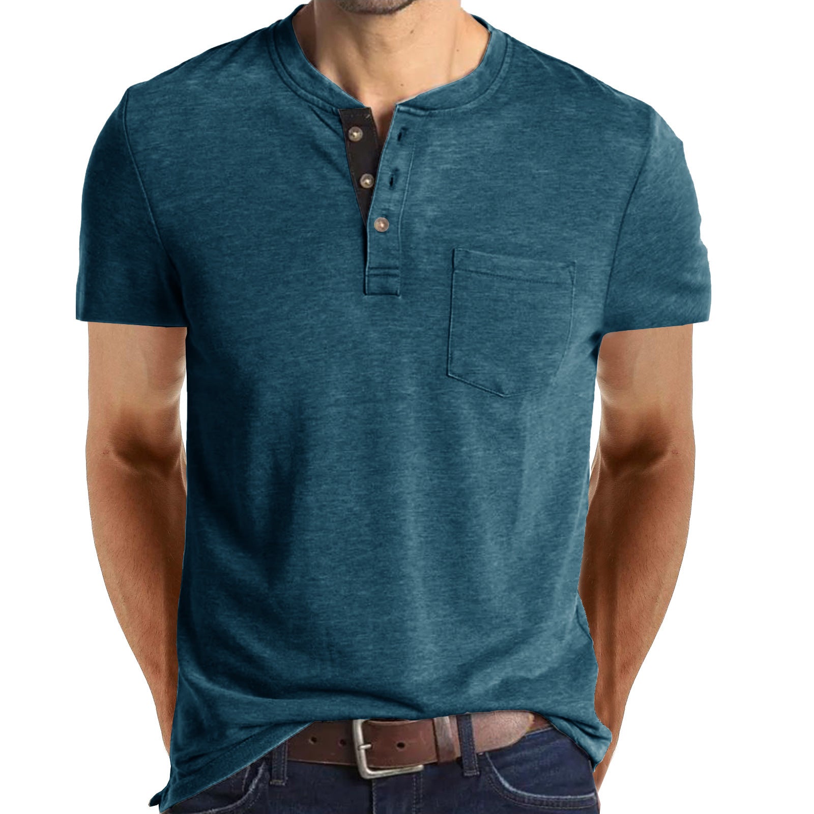 Casual Summer Short Sleeves Men T Shirts-Shirts-Blue-S-Free Shipping Leatheretro