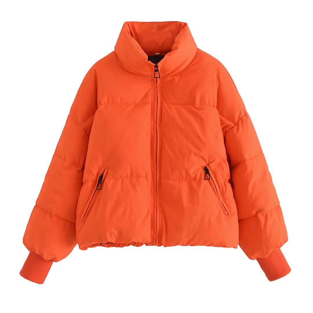 Casual Women Short Cotton Overcoats-Coats & Jackets-Orange-XS-Free Shipping Leatheretro