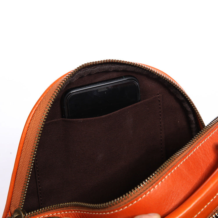 Cute Cat Design Handmade Vege Tanned Leather Bag for Women-Handbags-Wine Red-Free Shipping Leatheretro