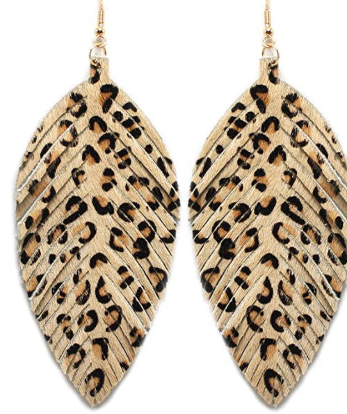 Leopard Print Leaf Design Drop Earring for Women-Earrings-2#-Free Shipping Leatheretro