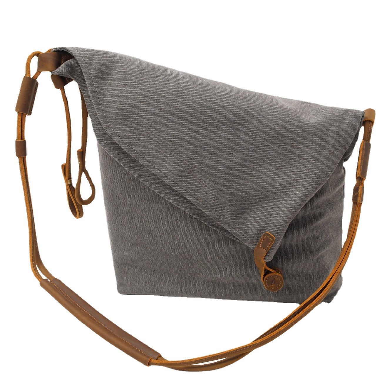 Vintage Women Crossbody Leather Canvas Bags-Leather Canvas Bag-Khaki-Free Shipping Leatheretro