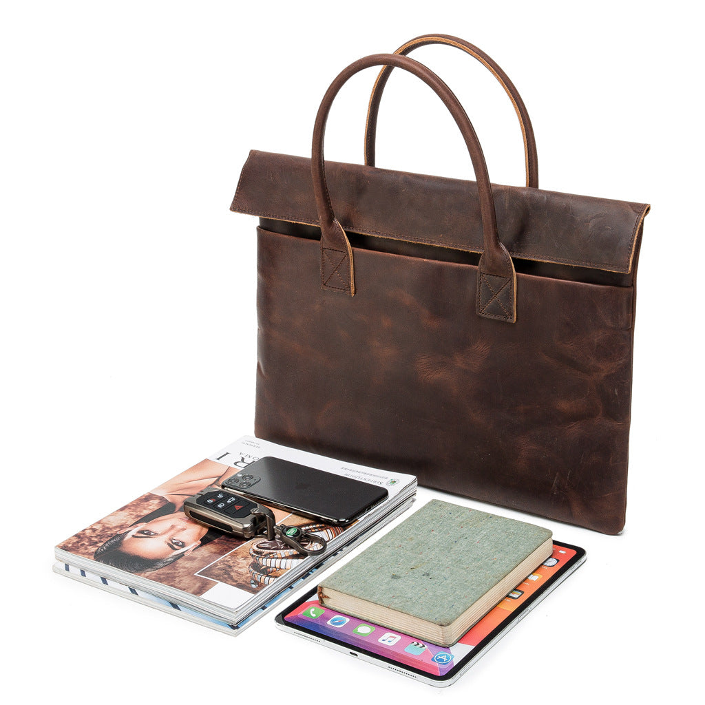 Vintage Business Leather Brifecase & Laptop Bag 1769-Briefcases-Dark Brown-Free Shipping Leatheretro