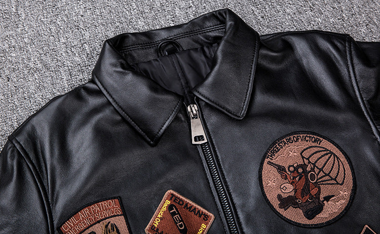 Winter Warm Sheep Skin Short Jackets for Men-Coats & Jackets-black polished-S-Free Shipping Leatheretro