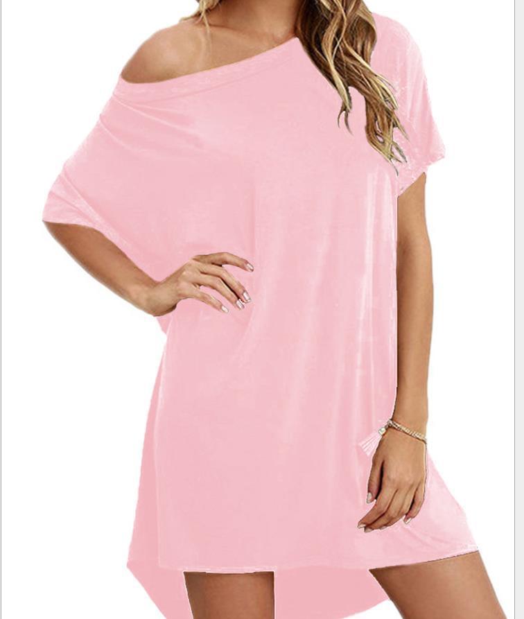 Casual Round Neck Short Daily Dresses-Dresses-Pink-S-Free Shipping Leatheretro