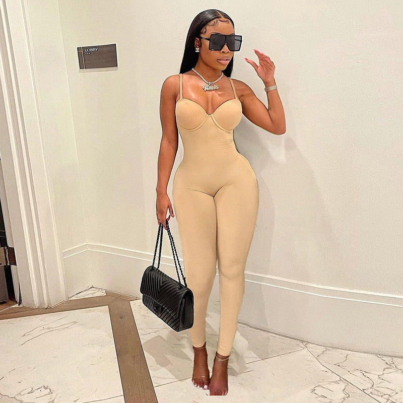 Sexy High Waist Casual Women Sports Jumpsuits-Suits-Khaki-S-Free Shipping Leatheretro