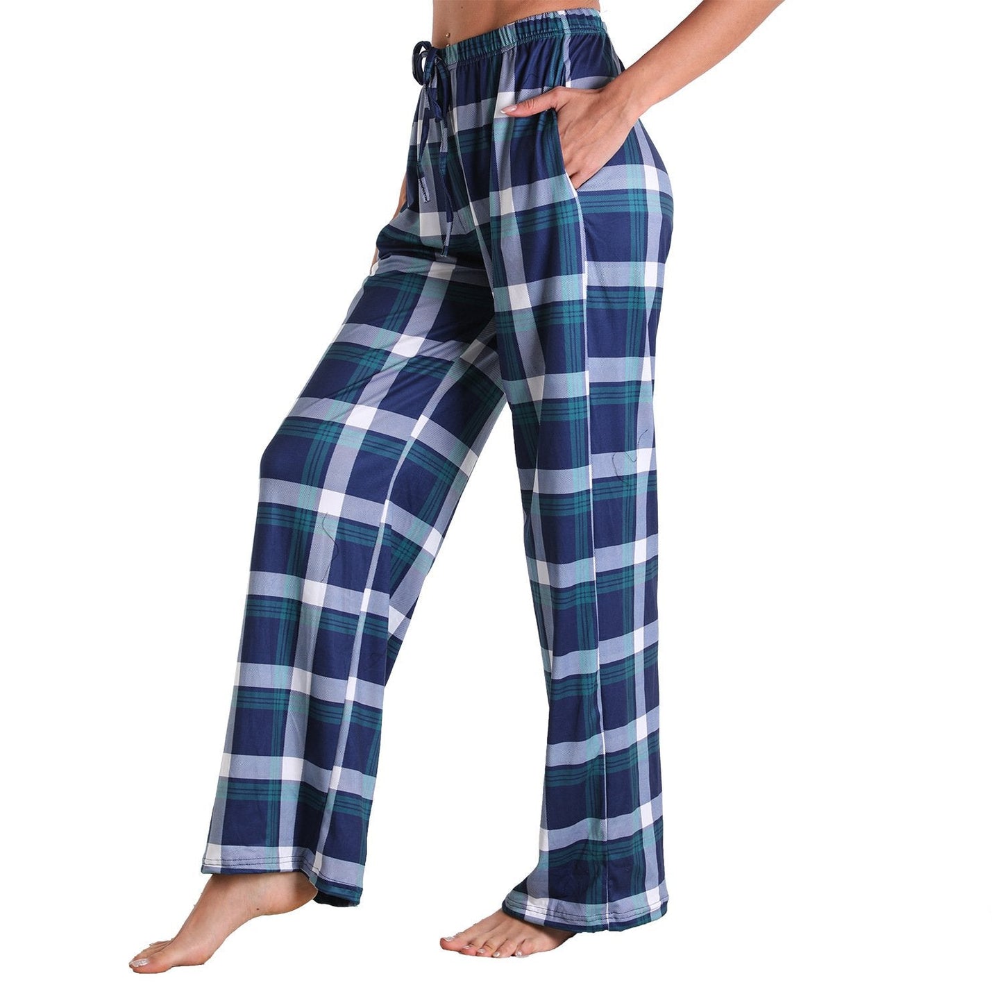 Causal Plaid Women Pajamas Pants Elastic Cord-Pajamas-3011-S-Free Shipping Leatheretro