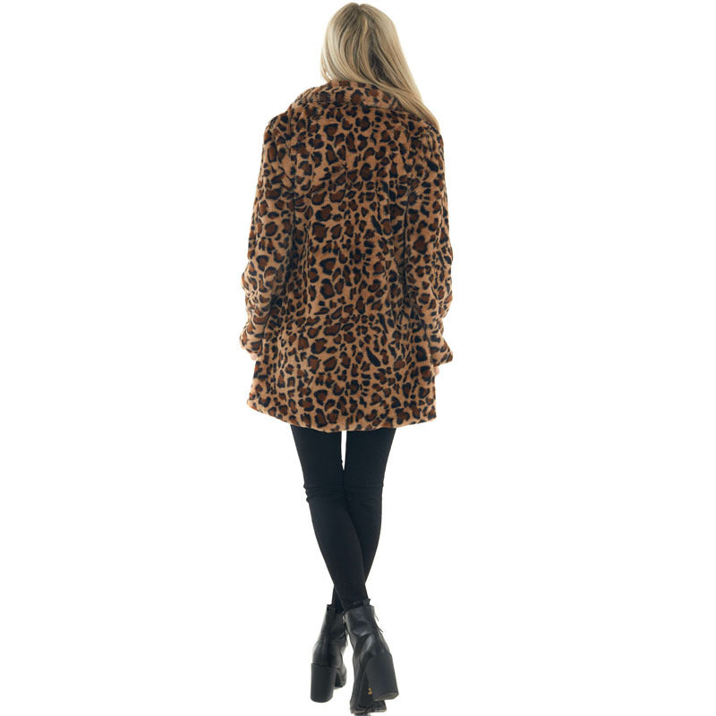 Fashion Leopard Faux Fur Women Overcoat-Outerwear-Leopard-S-Free Shipping Leatheretro