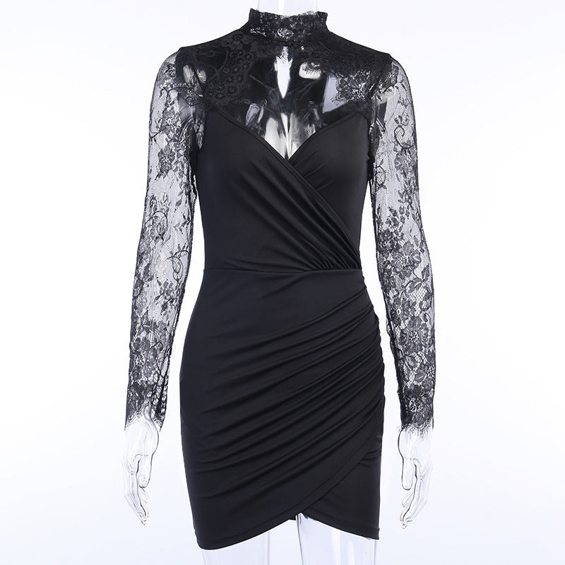 Black Sexy Lace Hot Mini Dresses-Dresses-Black-S-Free Shipping Leatheretro