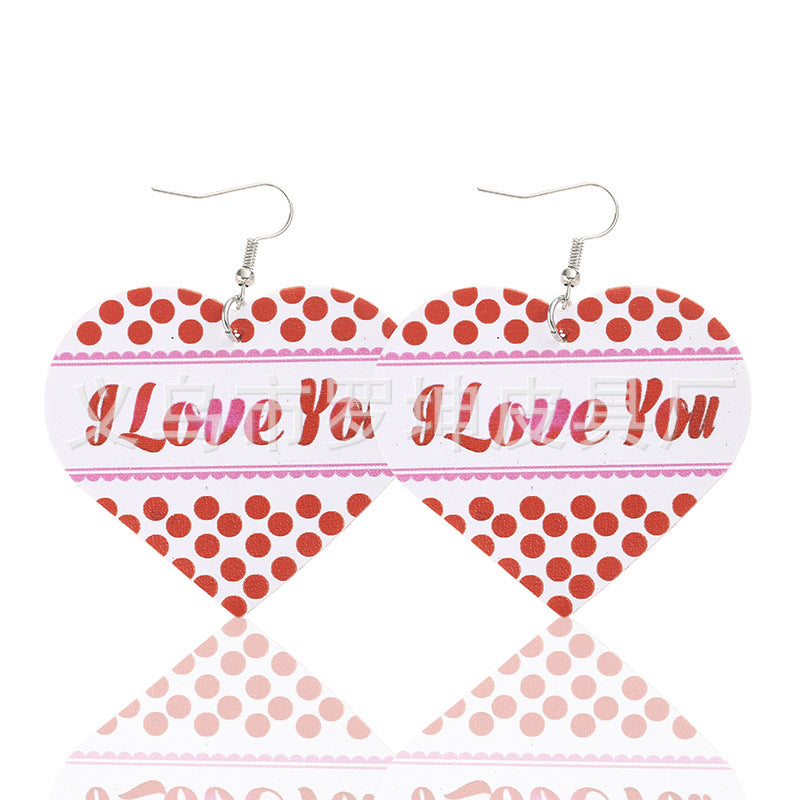 3pcs/Set Pu Leather Sweetheart Design Pink Earrings for Women-Earrings-3pcs-Free Shipping Leatheretro
