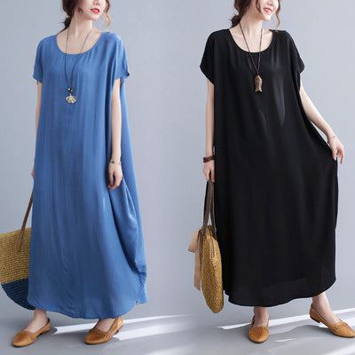Summer Simple Design Long Cozy Dresses-Dresses-White-One Size (45-75KG)-Free Shipping Leatheretro