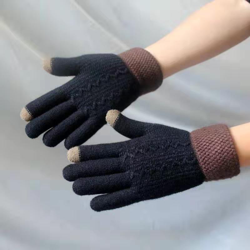 Winter Warm Velvet Knitted Gloves for Men and Women-Gloves & Mittens-Men-black-Free Shipping Leatheretro