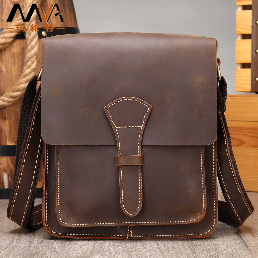 Handmade Vintage Small Men's Leather Small Bags 1093-Men's Bags-Black-Free Shipping Leatheretro