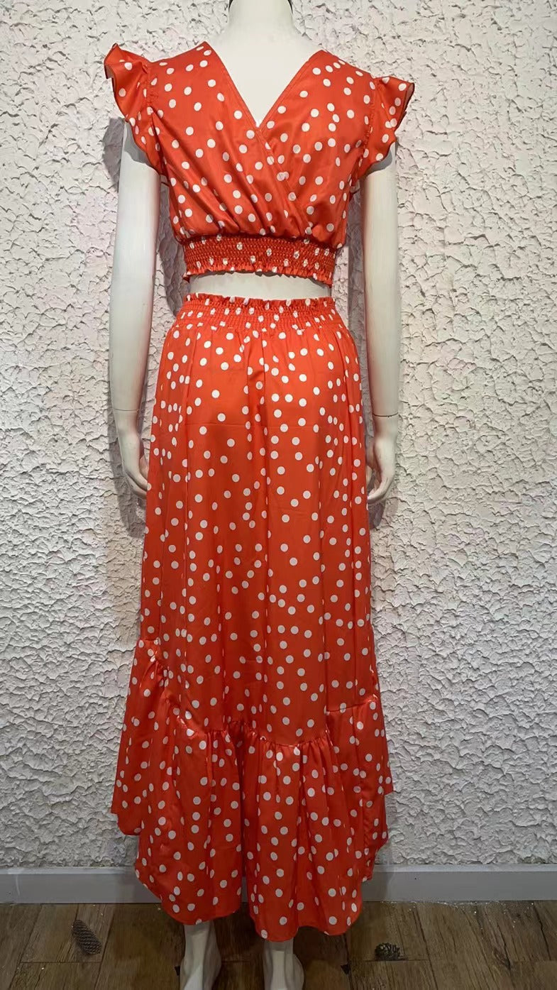 Casual Summer Bohemian Two Pieces Dresses-Dresses-Orange-S-Free Shipping Leatheretro