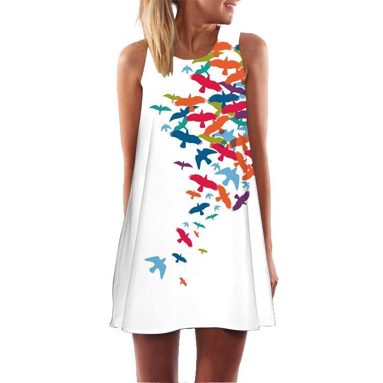 Summer 3D Floral Print Sleeveless Mini Short Dresses-Mini Dresses-12-S-Free Shipping Leatheretro