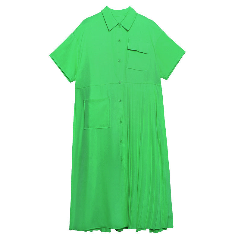 Designed Summer Short Sleeves Long Cozy Dresses-Dresses-Green-One Size-Free Shipping Leatheretro
