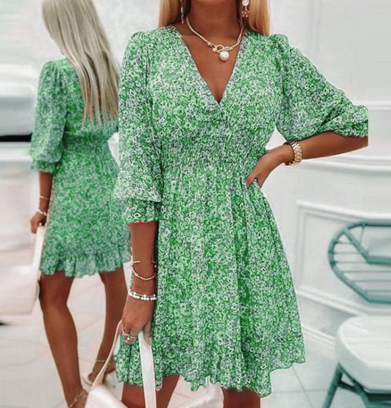 Leisure Summer Short Bohemian Dresses-Dresses-Green-S-Free Shipping Leatheretro
