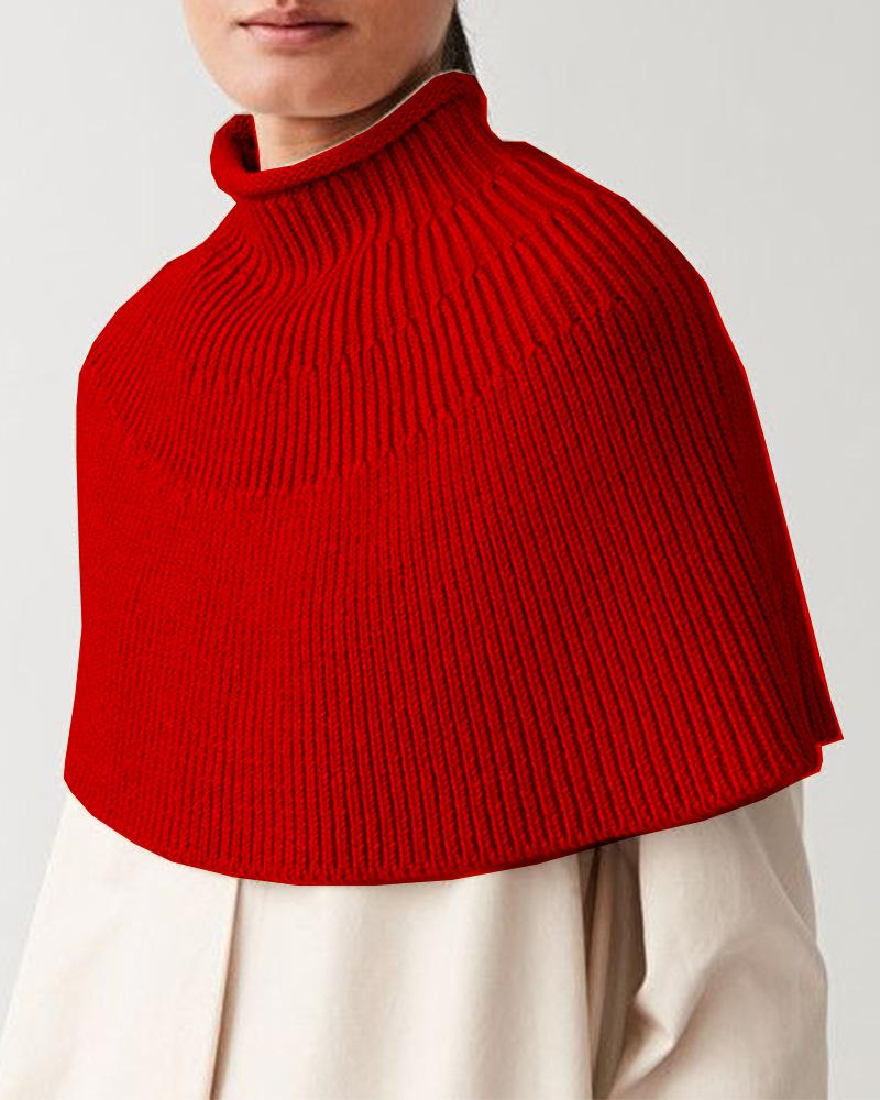 Women Designed High Neck Knitting Capes-Shirts & Tops-Red-S-Free Shipping Leatheretro