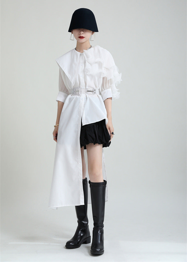 3D Designed Asymmetrical Summer Shirts Dresses-Dresses-White-One Size-Free Shipping Leatheretro