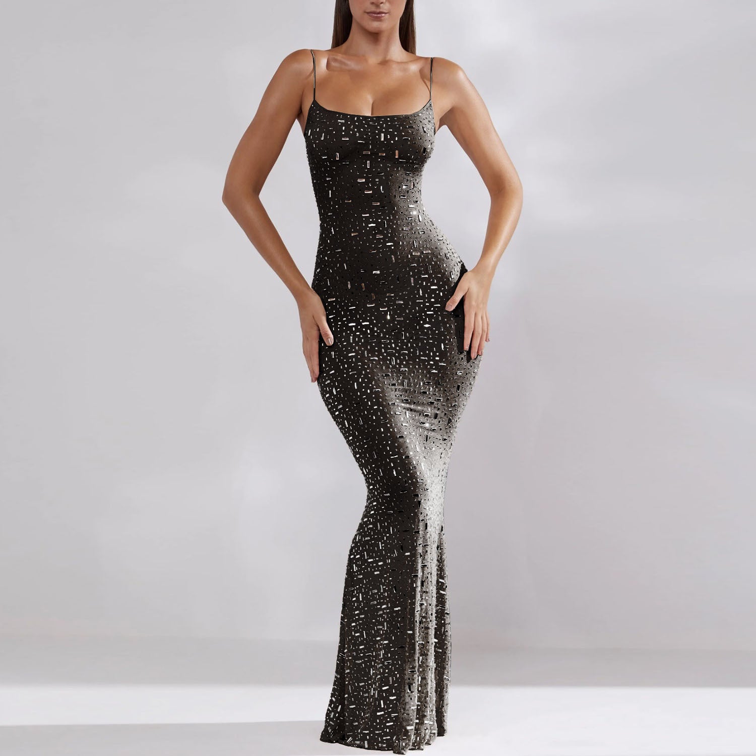 Sexy Bright Diamond Mermaid Long Party Dresses-Dresses-Nake-S-Free Shipping Leatheretro