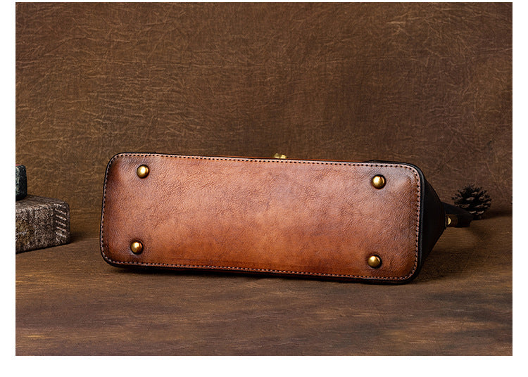 Vintage Simple Design Leather Baguette Bag 8103-Handbags-Red-Free Shipping Leatheretro