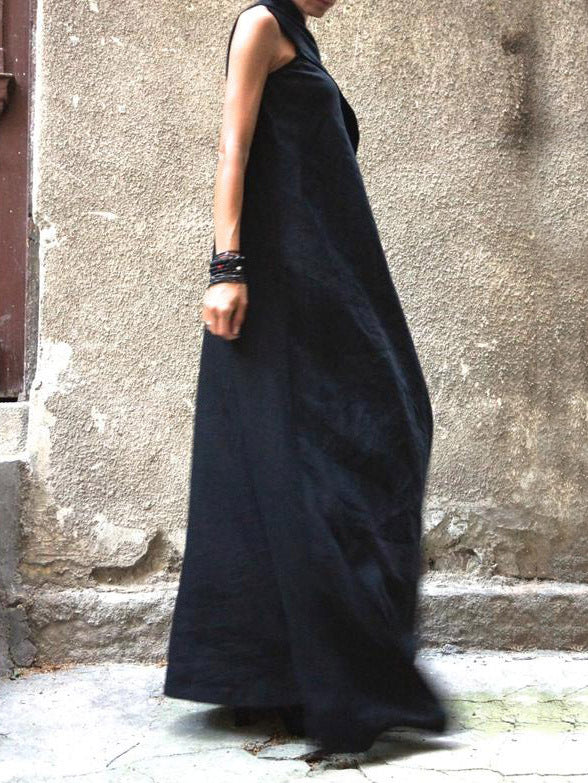 Sexy One Shoulder Sleeveless Designed Dresses-Dresses-Dark Blue-M-Free Shipping Leatheretro