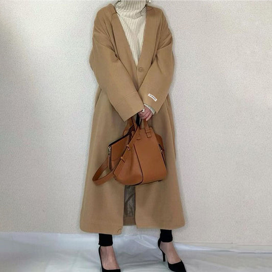 Classy Women Long Winter Overcoat-Outerwear-Brown-One Size-Free Shipping Leatheretro