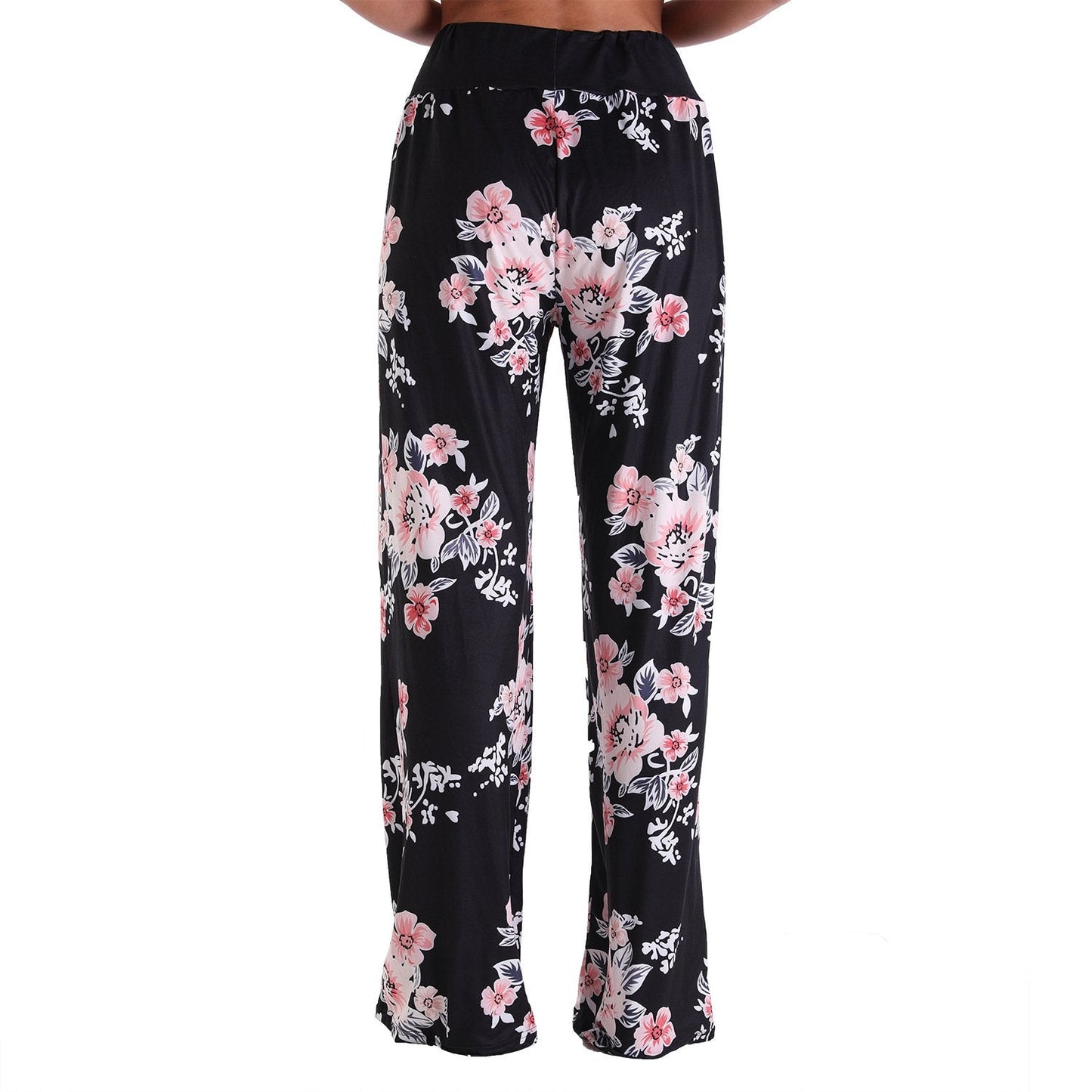 Casual Floral Print Women High Waist Trousers for Homewear-Pajamas-2011-S-Free Shipping Leatheretro