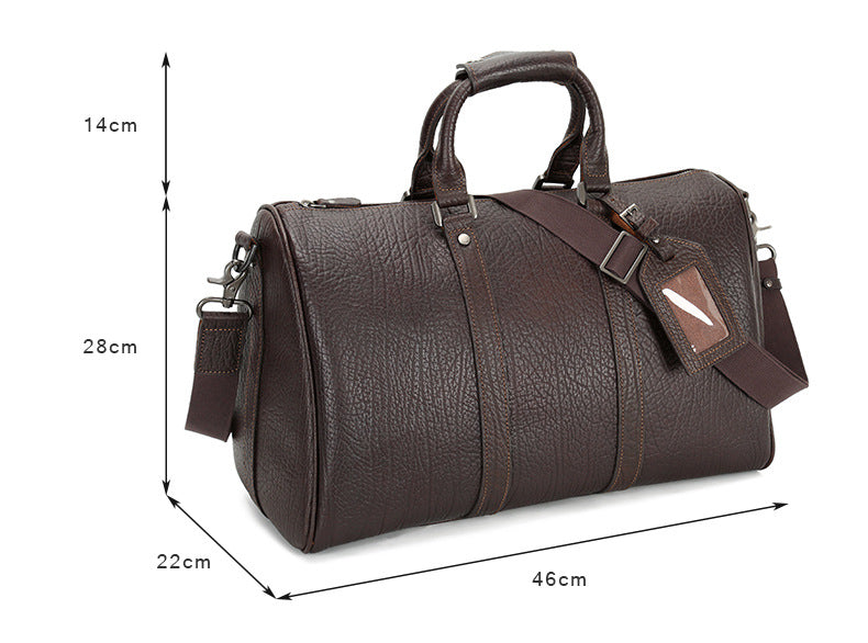 Vintage Cowhide Leather Weekend Bags for Traveling P0092-Black-Free Shipping Leatheretro