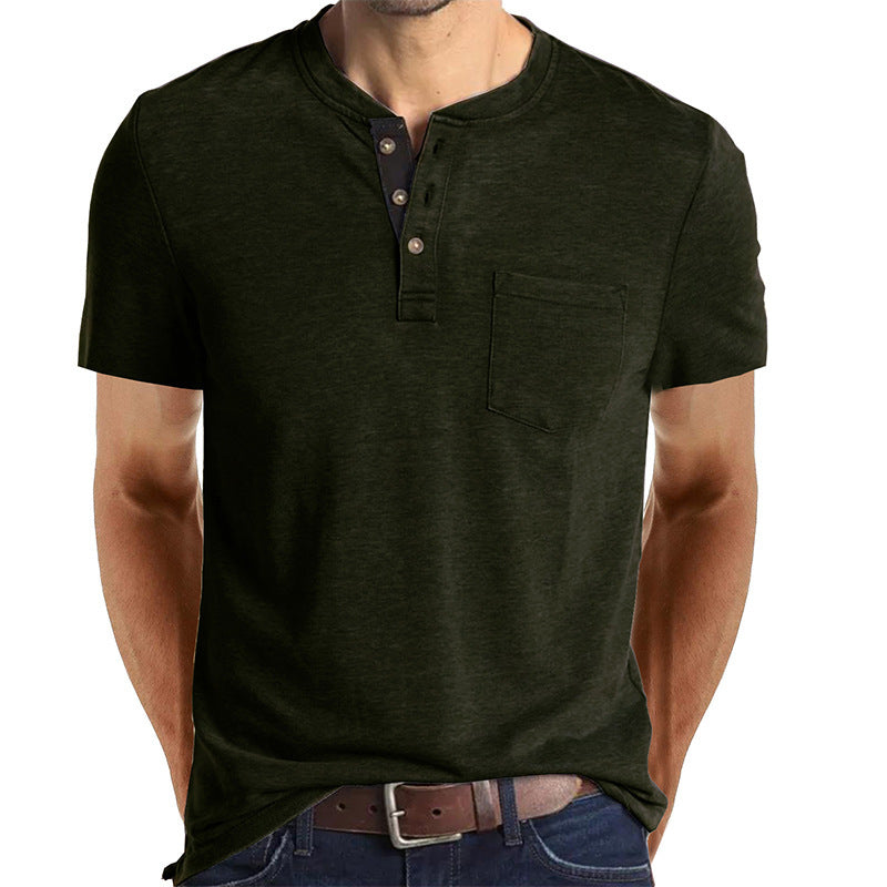 Casual Summer Short Sleeves Men T Shirts-Shirts-Army Green-S-Free Shipping Leatheretro