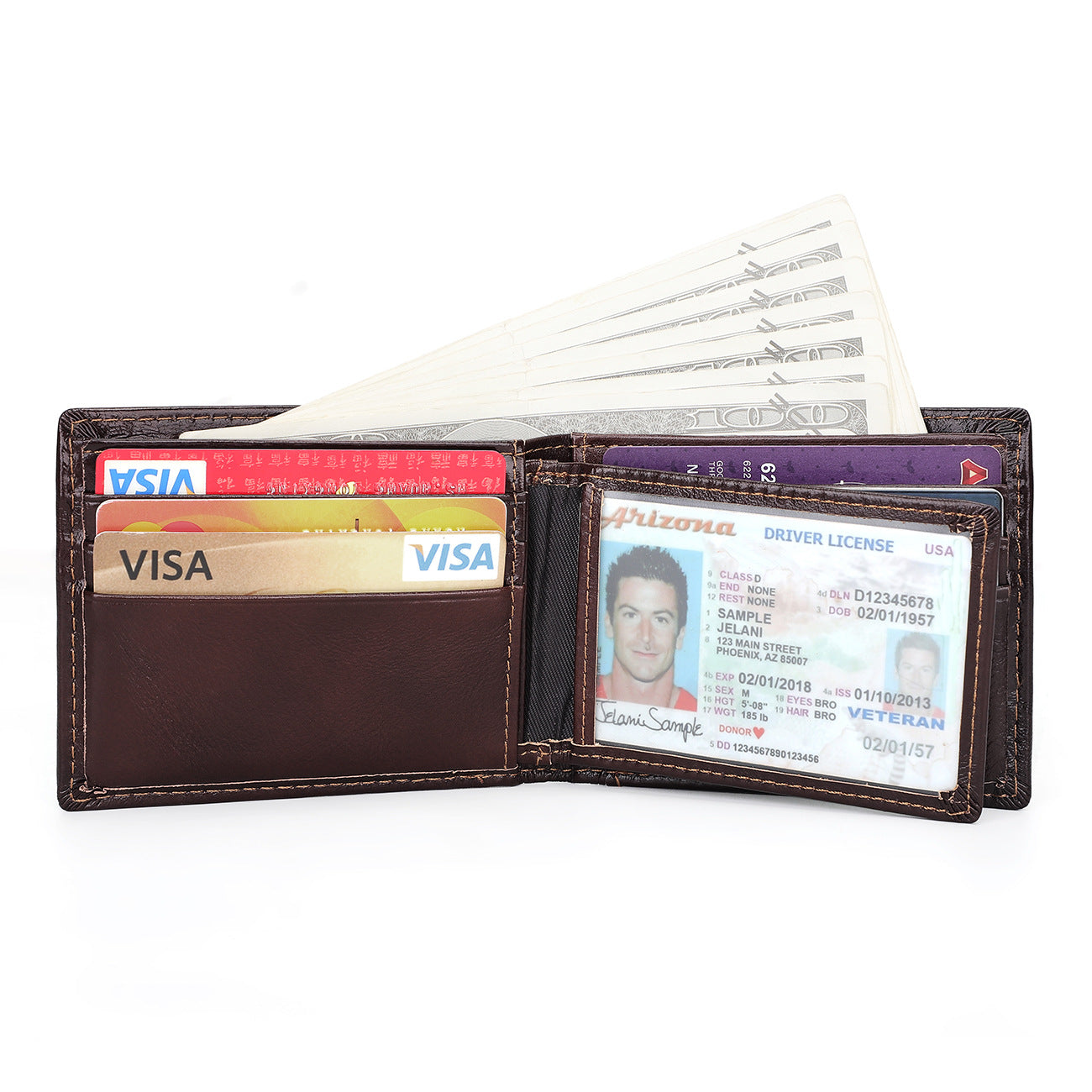 Vintage Cowhide Leather RIFD Wallet for Men 8108-Leather Wallet-Coffee-Free Shipping Leatheretro