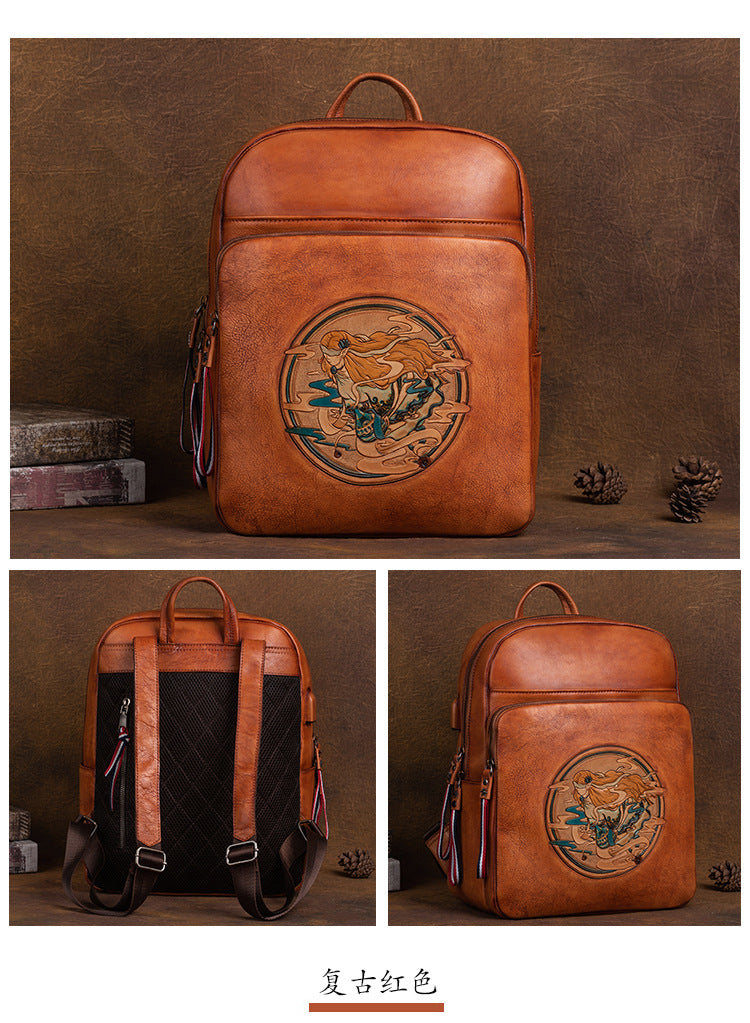 Vintage Cowhide Handmade Leather Laptop Backpack 9772-Backpacks-Brown-Free Shipping Leatheretro