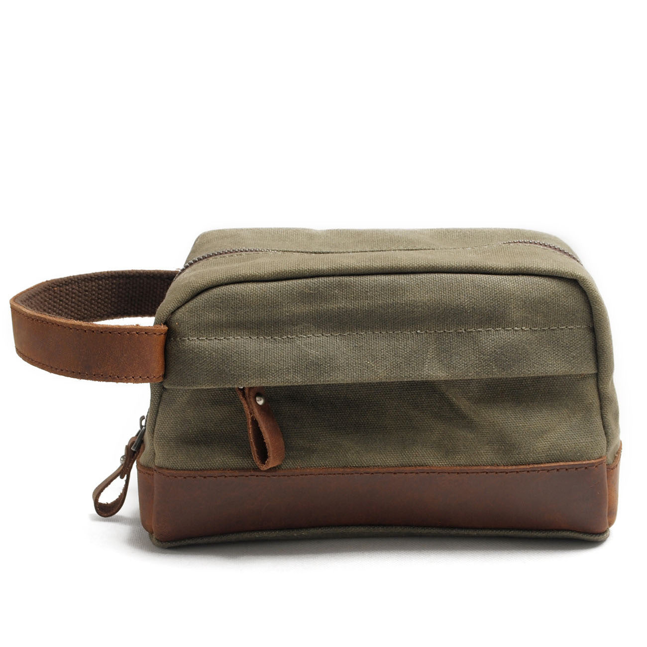 Vintage Waxed Canvas Toiletry Bag for Men 9138-Toiletry Bag-Army Green-Free Shipping Leatheretro
