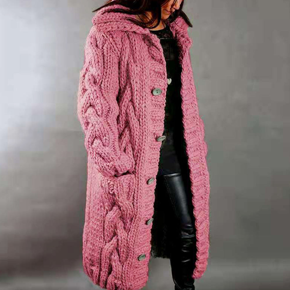 Women Winter Knitted Cardigan Overcoats-Shirts & Tops-Pink-S-Free Shipping Leatheretro