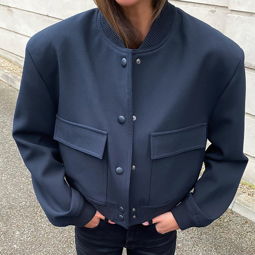 Fashion Cotton Long Sleeves Jacket Coats for Women-Coats & Jackets-Navy Blue-S-Free Shipping Leatheretro