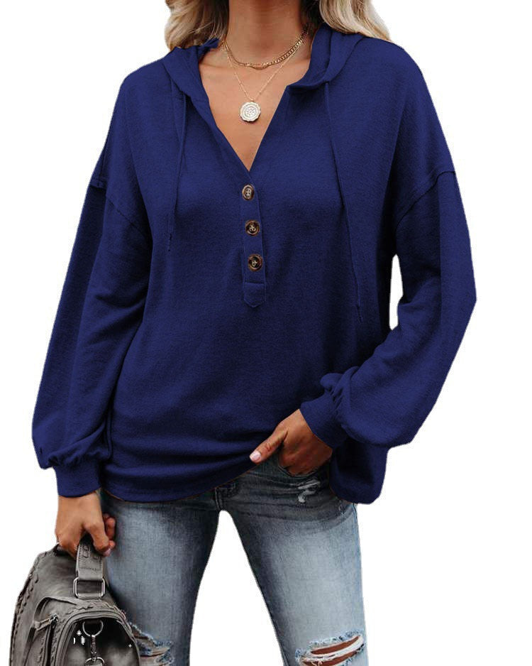 Casual Long Sleeves Hoodies Shirts for Women-Shirts & Tops-Blue-S-Free Shipping Leatheretro
